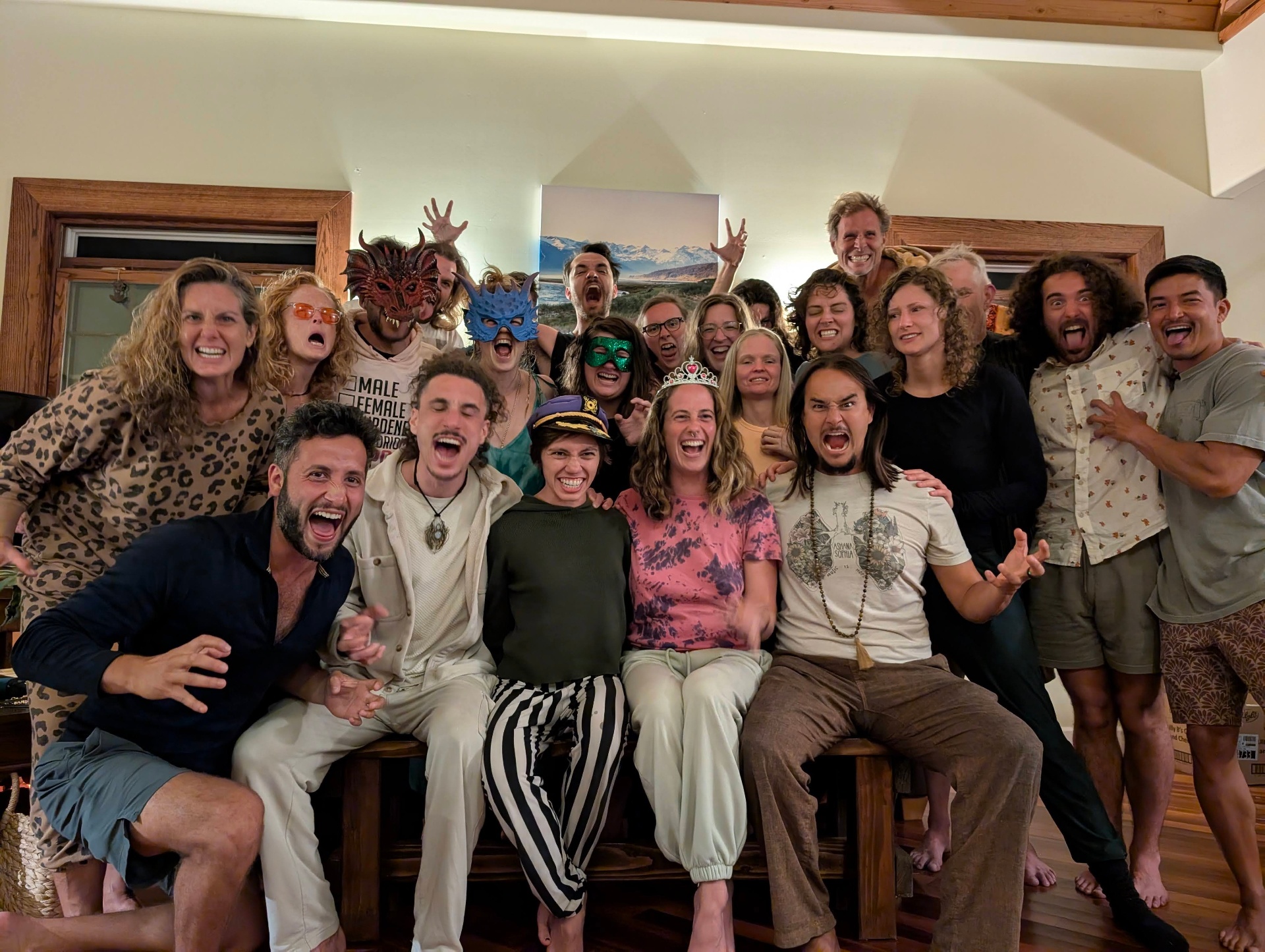 Participants in joyful connection at a past retreat